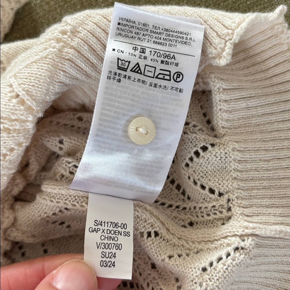 Doen x Gap Linen Blend Pointelle Sweater M - Picture 7 of 8